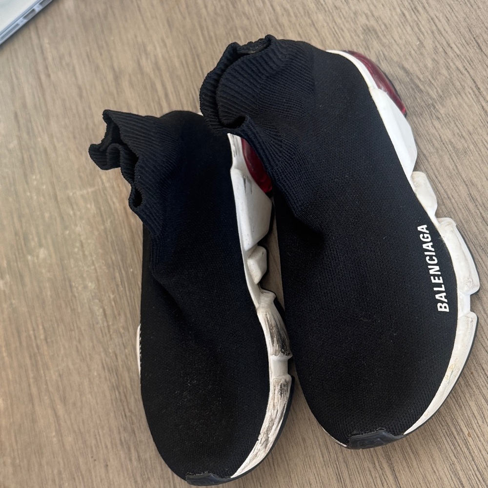 Balenciaga Black and White Knit Sneakers